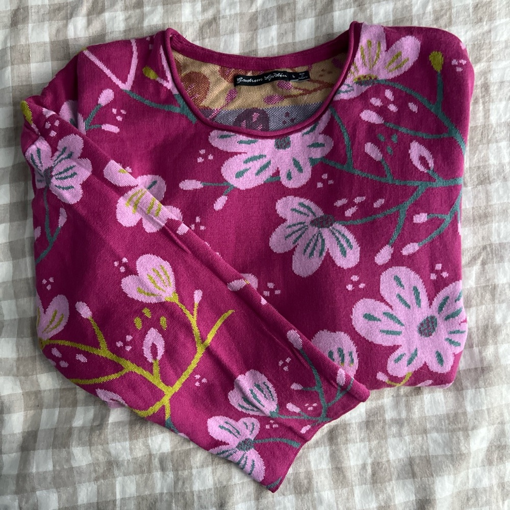 Gudrun Sjoden Fuchsia Floral Crewneck Sweater